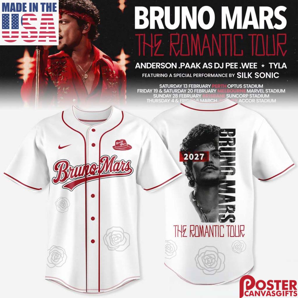 Bruno Mars The Romantic Tour AUS NZ Exclusive Baseball Jersey